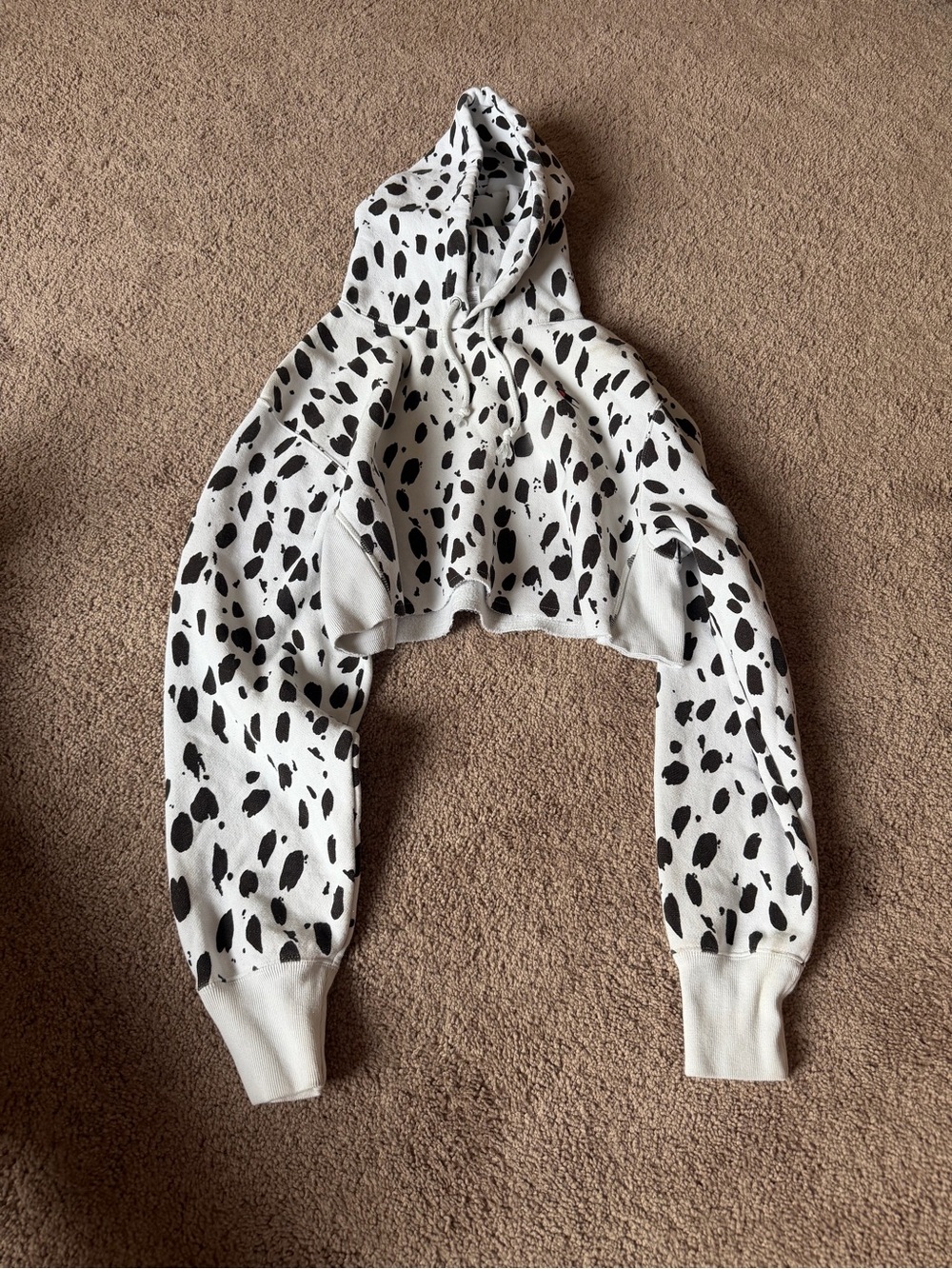 Champion Cropped Dalmatian-Print Hoodie - Black & White